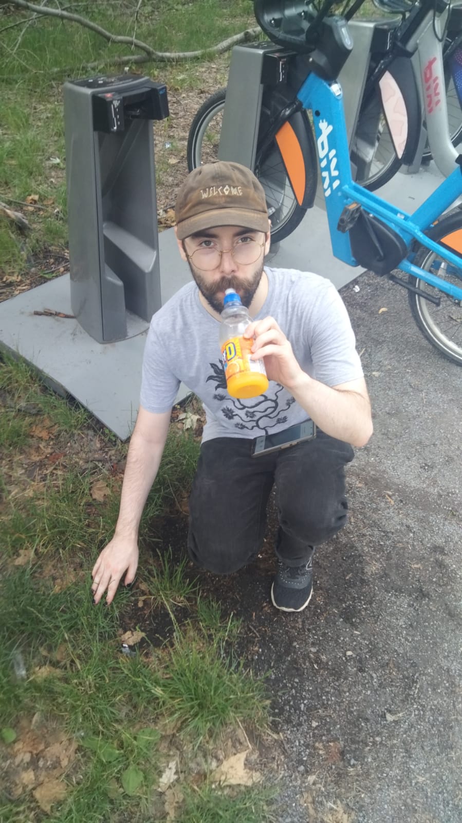 My friend Steve touching grass